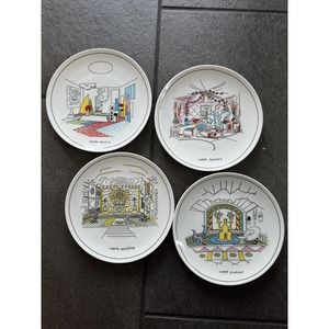 Design Memorabilia Alessandro Mendini 4 Decorative Ceramic Plates 8" Diameter